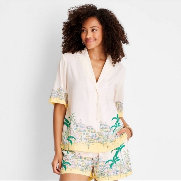 Future Collective with Jenee Naylor Tops - SET: Future Collective With Jenee Nylor Short Sleeve Resort Shirt & Shorts